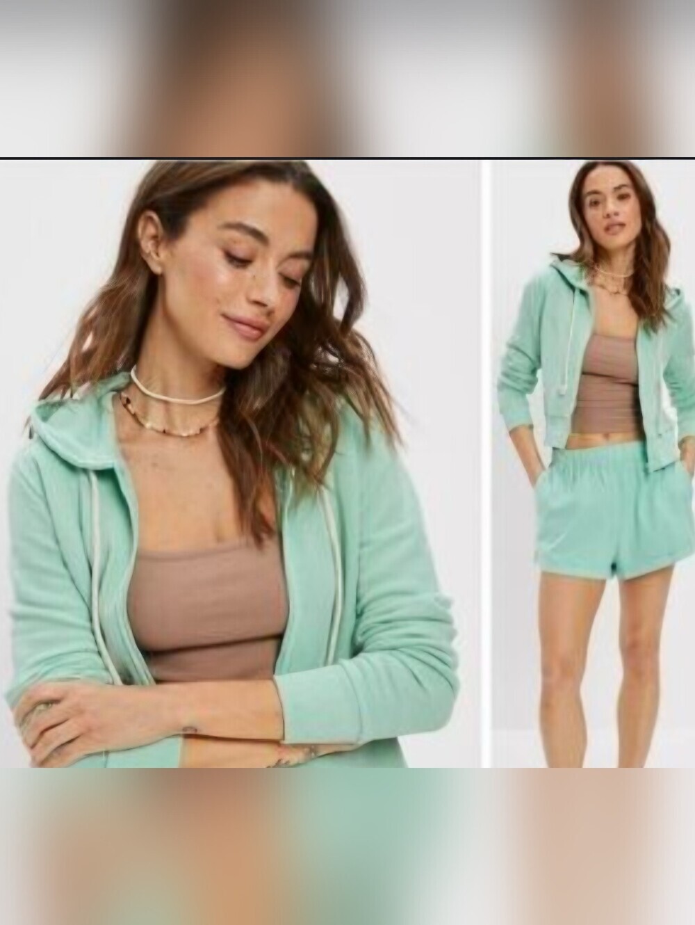 American Eagle Outfitters Light Mint Zip-Up Hoodie